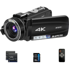 ORDRO 4K vaizdo kameros vaizdo kamera Ultra HD vaizdo kamera su 10x optiniu priartinimu ir 120x skaitmeniniu priartinimu, WiFi Vlogging Automatinis fokusavimas Skaitmeniniai fotoaparatai su 32G atminties kortele