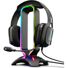 THE G-LAB K-Stand Radon gaming headphones stand - RGB backlight USB hub 2 x 2.0 non-slip base - universal bracket for gamer headphones for PC PS4 Xbox One (black)