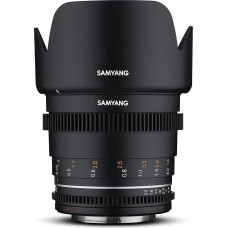 Samyang MF 50 mm T1.5 VDSLR MK2 MFT - ryškus T1.5 įprastas kinematografinis ir vaizdo objektyvas, skirtas MFT laikikliui, 50 mm fiksuotas židinio nuotolis, sekimo fokusavimo krumpliaračiai Viso kadro, APS-C ir MFT, 8K raiška