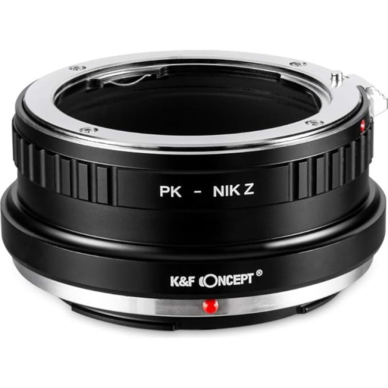 K&F Concept PK-NIK Z bajoneto adapterio žiedas, skirtas Pentax K PK objektyvui su Nikon Z 7 ir Nikon Z 6 beveidrodiniu viso kadro fotoaparatu