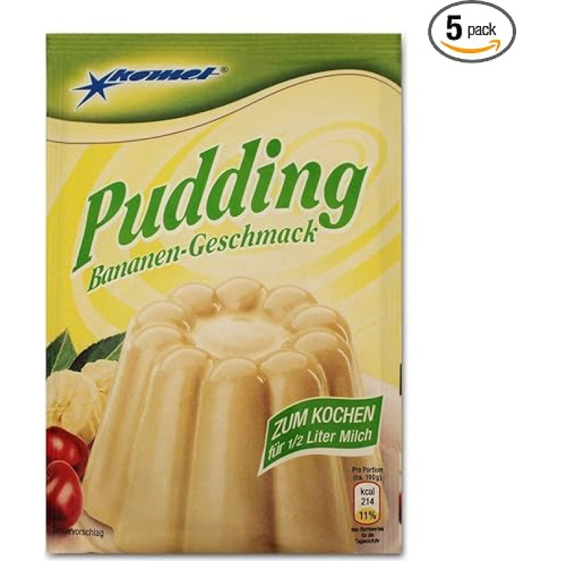 Pack of 5 Comet Pudding Banana Flavour (5 x 40 g) for Cooking Pudding Powder Dessert Pudding Dessert