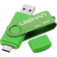 LEIZHAN USB Stick Type C Memory Stick 128GB Flash Drive OTG (On The Go) 2-in-1 USB C Memory Stick for Type-C Smart Phone and MacBook (128GB, Green)