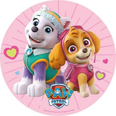 Dekora - Paw Patrol Skye & Everest Cake Topper Made of Edible Paper - Edible Birthday Decoration - Round Cake Decoration 20 cm