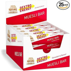 Dextro Energy Energy Bars Dextrosereicher Cream Filled Strawberry Delicious Cereal & High Carbohydrate Content for Endurance Athletes 25 Bar (25 x 35g)