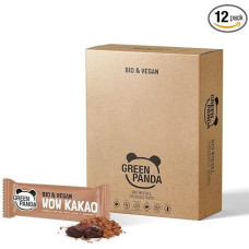 GREEN PANDA® Vegan Cocoa Nut Bar without Added Sugar, 100% Organic and Sugar-Free Sweets, Cereal Bar without Sugar Made from 5 Natural Ingredients, Nut Bar with Cocoa and Dates, 12 x 30 g