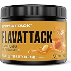 Body Attack Flavattack - Salty Caramel - 250 g, Only 5 kcal/Portion - Intensive Flavour Powder for Cereal, Rice Pudding, Oatmeal, Drinks etc. - Flavour Powder without Palm Oil, Aspartame, Gluten