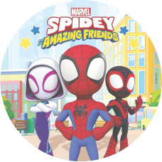 dekora - Cake Decoration for Children's Birthdays - Edible Cake Topper Spidey 20 cm Diameter - Cake Topper Made of Edible Paper - Gluten Free, Lactose Free, No Added Sugar - Suitable for Vegetarians