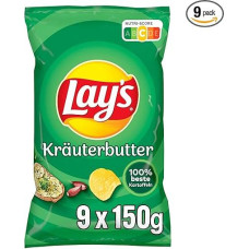 Lay's Herb Butter - Crispy Spiced Potato Chips for a Successful Party (9 x 150g)