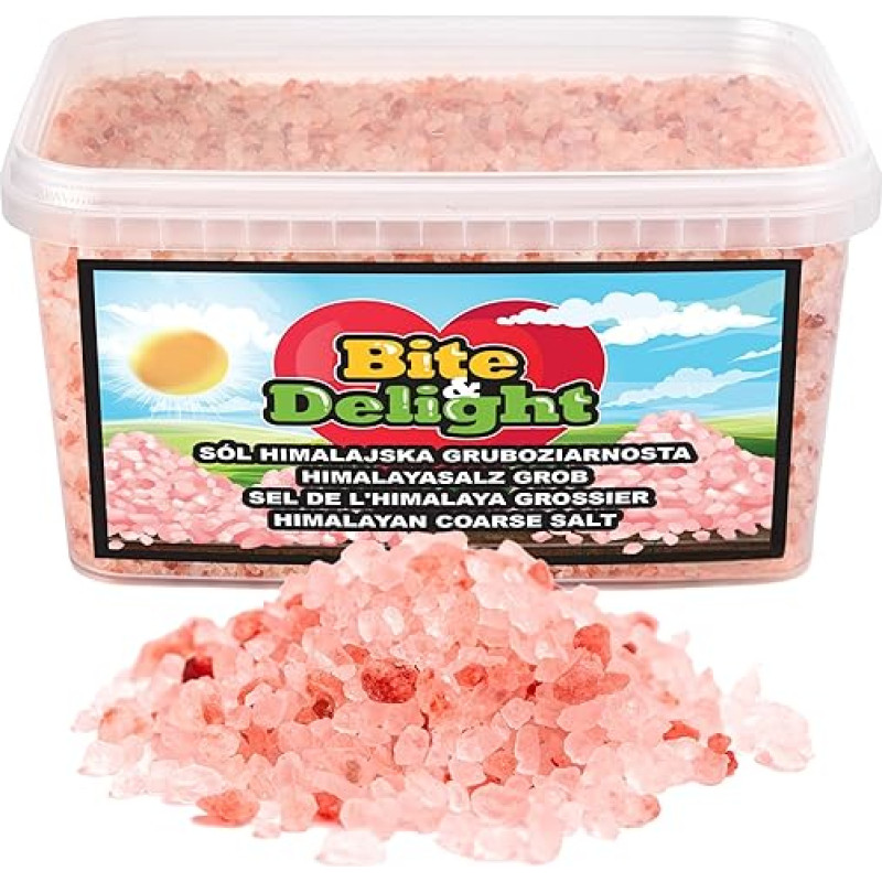 Bite & Delight Coarse Himalayan Salt - Rich in Minerals - Unrefined - No Preservatives - Natural Salt - For Gourmets - 100% Vegan Table Salt - Rock Salt - Salt Mountains - 2500 ml