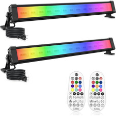 CLV 42 W RGB LED sieninė lemputė, 10 spalvų, RGB prožektorius, 30 dinaminių režimų, vakarėlių šviesa, LED šviesos efektų juosta su nuotolinio valdymo pultu, IP66 atspari vandeniui, laikmatis ir atminties funkcija, skirta DJ namų vakarėlių scenai