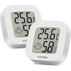Vaikby Mini Digital Thermometer Hygrometer Indoor Room Thermometer Room Thermometer Temperature and Humidity Meter, Highly Accurate Temperature Sensor for Greenhouse Cars, Home, Office, Pack of 2