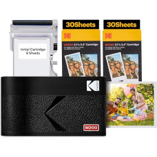 KODAK Mini 2 ERA 4PASS Mobile Photo Printer (5.3 x 8.6 cm) Photo Printer + 8 Sheets Included + 60-Sheet Cartridge, Black