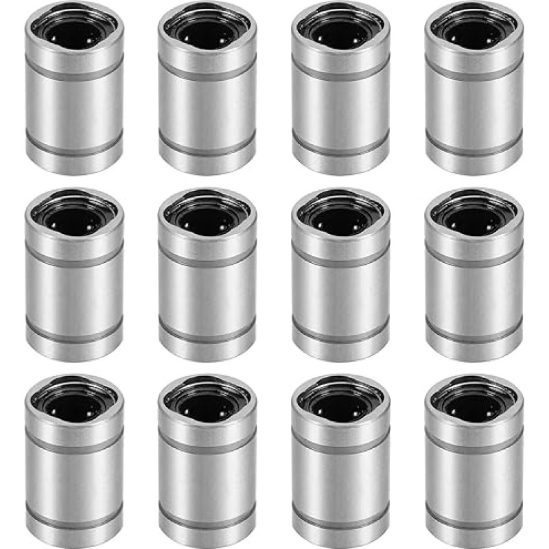 QUARKZMAN 12pcs LM5UU Linear Ball Bearings 5mm Bore 10mm Outer Diameter 15mm Length Linear Bearing for CNC 3D Printer