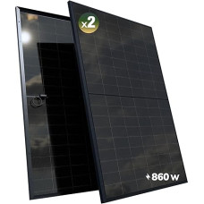 ESUNRA Sukurkite savo energiją - 2x 430W dvipusės saulės baterijos - VISIŠKAI BLACK - TOPCON technologija - 22% efektyvumas - 2 prailginimo kabeliai (po 1,2 m)