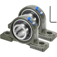 sourcing map UCP209-26 Wellenlager Stehlager, 3,8 cm Bohrung, selbstausrichtend, massives Gusseisen, Basis montiert, Chromstahllager, 2 Stück