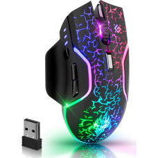 Defender Oneshot Wireless Gaming Mouse 3200 DPI 5 Programmable Buttons Multicolor RGB Lighting Up to 240hrs Battery Life Computer Mouse for PC Mac Laptop Black