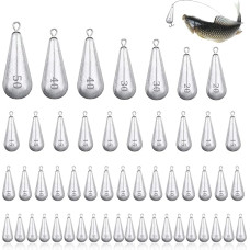 RYAN 52 vienetų Švinas Žvejybos svoriai Žvejyba Drop Shot Drop Shot Švinas Drop Shot Rod Švinas 5g/10g/15g/20g/30g/40g/50g Žvejybos Sinker Žvejybos reikmenys rinkinys Svoriai 7 specifikacijos Drop forma