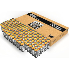 Kodak AA batteries, double A batteries, pack of 100, disposable batteries, alkaline battery, 1.5 V