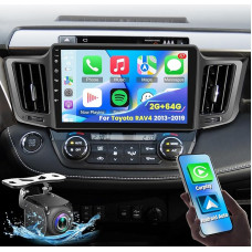 NHOPEEW 2+64G 10.1 Inch Android Radio for Toyota RAV4 2013-2019 - Supports Wireless CarPlay & Android Car GPS Navigation, Steering Wheel Control, FM RDS, Split Screen + Rear View Camera