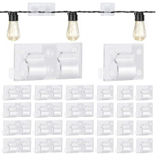 24 Stück Haken für Außenleuchten, selbstklebende Außenlicht-Clips, transparente Haken für Außenlichterketten, Kabelhaken, Kabel-Clips, Drahthalter, Lichterketten-Clips, Einzel- und Doppelhaken zum