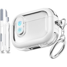 MHYALUDO for Airpods Pro 2nd Generation Case with Secure Lock Compatible with Airpods Pro Case 2nd/1st Gen Clear Transparent TPU Shockproof Military Grade Case White