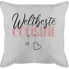 Marškinėlių pagalvėlė 50 x 50 cm - pareiškimas su posakiais - Weltbeste Cousin - 50 x 50 cm - pilka - posakis pagalvėlės užvalkalas ir užpildas Posakiai pagalvėlės užvalkalas posakis juokingas