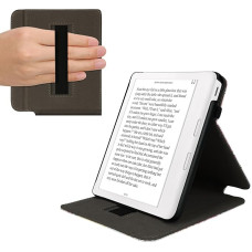 kwmobile Case Compatible with Kobo Kobo Libra Colour / Tolino Vision Colour Case - Case with Loop and Stand - Travel Lettering Black Multicoloured