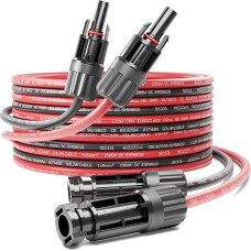 deleyCON 25 m PV4 Solar Cable Extension Set 6 mm² for Photovoltaic Systems - Extension Cable for Serial & Parallel Cabling - 1kV AC 1.5 kV DC - Weatherproof UV-Resistant IP68 - Red & Black
