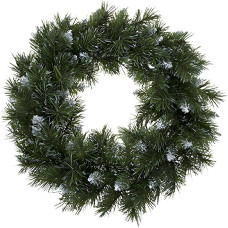 AKH® PVC Christmas Wreath with 120 Tips & Snow Effect | 46 cm | Artificial Christmas Wreath for Front Door, Festive Door Decoration, Traditional Holiday Decoration