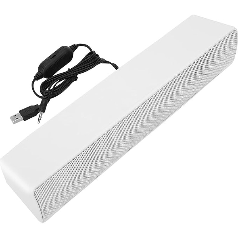 Annadue SADA V 196 USB 3D Stereo Soundbar Music Player for PC Mobile Phones, Bass Surround Sound Box with Volume Control and LED Light (White)