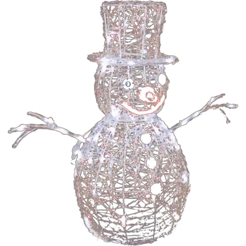 Schneemann aus Acryl, niedrige Spannung, kaltweißes Licht, 60 cm, idealiai tinka Weihnachtsdekoration und Winterfeste.