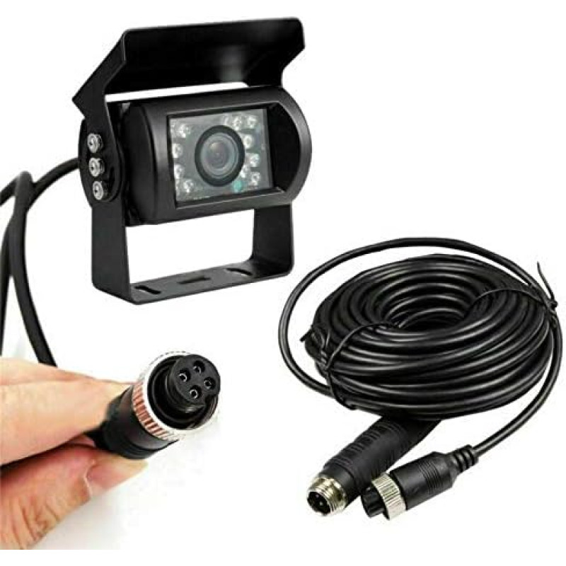 Baceyong Truck Reversing Camera with 10 m Cable 18 IR LED Waterproof 170 Degree 4-Pin HD CCD Rear View Camera for Heavy Vehicles