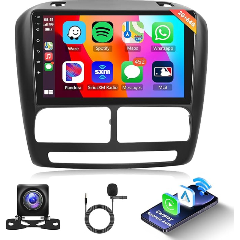 2G + 64G Wireless Carplay Android 13 Car Radio 2 DIN for Fiat Doblo 2010-2015/Opel Combo 2011-2018 9 Inch Car Radio with Android Car Navigation GPS WiFi Mirror Link Bluetooth FM/RDS/DAB/OBD/SWC Rear