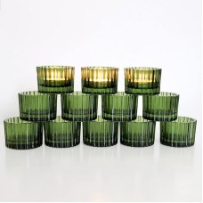 VOHO žali arbatos žvakių laikikliai, 12 pakuočių stiklinių žvakių laikiklių vestuvių stalo arbatos žvakių laikiklių masinė pakuotė namų dekoravimui (2