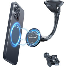PROfezzion MagSafe Car Mount, Suction Cup for Car Windshield and Air Vent Clip, Car Phone Holder for iPhone 16 16 Plus 16 Pro 16 Pro Max 15 14 13 12 & MagSafe Case [MagSafe Ring Included]