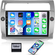 CAMECHO Android 13 Car Radio with Sat Nav for Citroen C4 C-Triomphe C-Quatre 2004-2009.9 Inch Double DIN Car Radio Touch Display with Bluetooth FM/RDS Mirror Link WiFi SWC