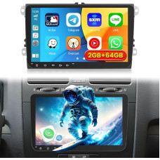 Inefala Android 13 2GB+64GB Autoradio GPS Navi für VW Polo Golf Caddy Tiguan Touran Passat Radio Wireless Carplay Android Auto 9