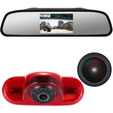 4,3 colių galinio vaizdo veidrodžio monitorius + 1280 x 720 pikselių 1000TV linijų HD naktinio matymo stabdymo žibintų atbulinės eigos kameros pakeitimas, skirtas 