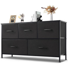 DUMOS komoda su stalčiais - komoda ir komodos miegamajam, komoda su 5 stalčiais, medžiaginė komoda su tvirtu plieniniu rėmu, idealiai tinka miegamajam, svetainei