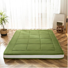 MAXYOYOYO Futon čiužinys, paminkštintas japoniškas grindų čiužinys, dygsniuotas lovos čiužinys, itin storas sulankstomas miegamasis kilimėlis, kvėpuojantis grindų gultas, svečių lova, stovyklavimo kušetė (žalias, 135 x 190 cm)