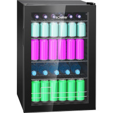 Bomann® Drinks Fridge 4 Shelves | Up to 178 Cans | Fridge with Glass Door 39 dB Quiet | Fridge Drinks 115 L | Bottle Fridge | Drinks Fridge Large | Beer Fridge KSG 7290