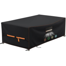 QLSXLB Garden Furniture Cover, High-Quality 420D Oxford Fabric Tarpaulin Garden Furniture, 300 x 200 x 90 cm, Weatherproof Protective Cover Garden Table with Ventilation Window, Perfect Protection for