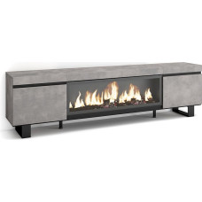 Skraut Home TV Cabinet, Lowboard, for Living Room and Dining Room, 210, for TVs up to 80 inches, Electric Fireplace, XXL, Industrial Design, Modern Style, Cement