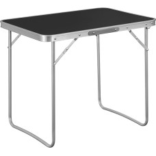 WOLTU Camping Table, Folding Travel Table with Handle, 70 x 50 x 60 cm (L x W x H), Foldable Garden Table, Made of Aluminium and MDF, for Picnic, Beach, Outdoor Use, Black, CPT8135SZ