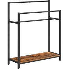 HOOBRO EBF30LB01 3 sluoksnių laisvai pastatomas rankšluosčių stovas, lubų stovas su lentyna, rankšluosčių laikiklis lauko baseinui, vonios kambariui, svetainei, miegamajam, juodas ir senovinis rudas