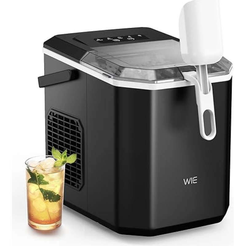 WIE ledo kubelių gaminimo aparatas mažas 9 kubeliai per 6 minutes, 12 kg per 24 valandas, savaime išsivalantis ledo kubelių gaminimo aparatas virtuvei, biurui, barui, vakarėliui