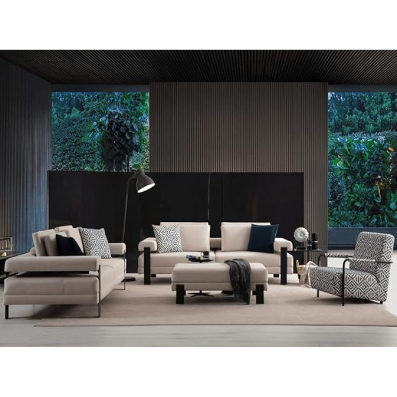Generisch Sitzgruppe/Sofa Set - Wohnzimmergarnitur 'Heliotrope' 3+3+1+1, Farbe:Beige, Hocker:ohne Hocker