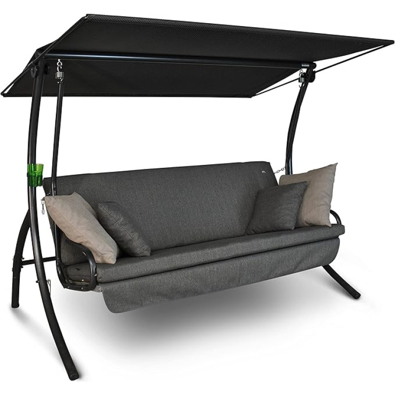 Angerer Freizeitmöbel GmbH Drift Smart Hollywood Swing - Garden Swing Made in Germany - Swing for Sitting, Lying and Relaxing - Includes Bed Function - Easy Assembly (Grey)