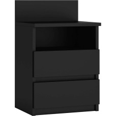 Oggi Lugo Bedside Cabinet with Two Drawers and One Shelf 40 x 32 x 59 cm Minimalist Modern Made of 16 mm Laminate Panel Design Living Room Bedroom Hallway Black