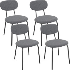 LEWE valgomojo kėdės, 4 komplektas, sudedamos minkštos kėdės, modernios virtuvės kėdės su nepriklausomu atlošu, mažos apvalios metalinės šoninės kėdės valgomajam, virtuvei, restoranui, miegamajam